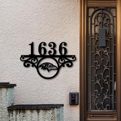 baltimore ravens metal monogram address nfl fan house number sign 878 5