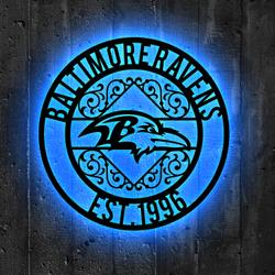 baltimore ravens metal sign led light nfl monogram wall art decor 61 2