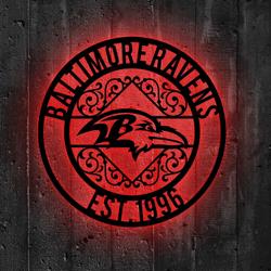 baltimore ravens metal sign led light nfl monogram wall art decor 61 3