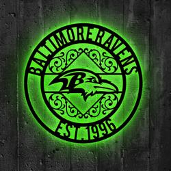 baltimore ravens metal sign led light nfl monogram wall art decor 61 4