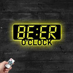 Bar O’clock Metal Sign with LED Light Pub Party Wall Decor