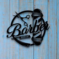 barber shop wall art metal sign with led light hair stylist room decor 590 5