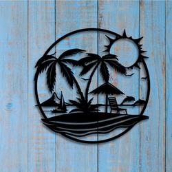 beach view metal sign with led light tropical vacation decor 584 1