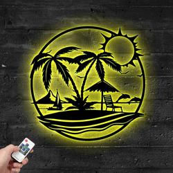 beach view metal sign with led light tropical vacation decor 584 3