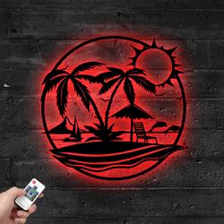 beach view metal sign with led light tropical vacation decor 584 4