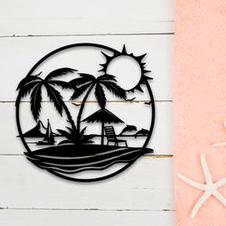 beach view metal sign with led light tropical vacation decor 584 5