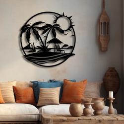 beach view metal sign with led light tropical vacation decor 584 6