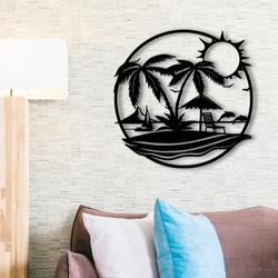 beach view metal sign with led light tropical vacation decor 584 7