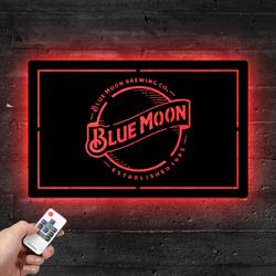 blue moon brewing company est 1995 metal led sign man cave home bar wall art decor 2082 1