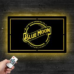 blue moon brewing company est 1995 metal led sign man cave home bar wall art decor 2082 4