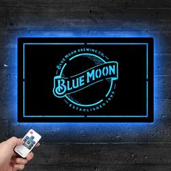 blue moon brewing company est 1995 metal led sign man cave home bar wall art decor 2082 5