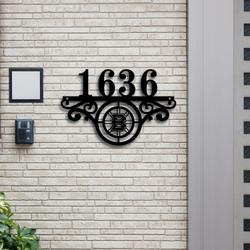 boston bruins metal monogram address nhl fan house number sign 844 3