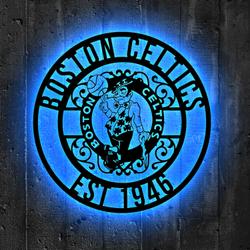 boston celtics metal sign led light nba monogram wall art decor 94 2