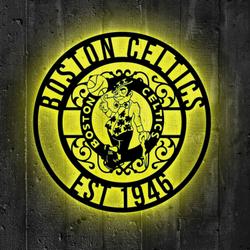 boston celtics metal sign led light nba monogram wall art decor 94 3