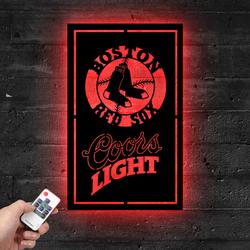 Boston Red Sox Coors Light Metal LED Sign Man Cave Home Bar Wall Art Decor