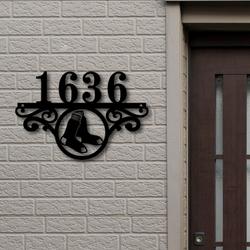 Boston Red Sox Metal Monogram Address MLB Fan House Number Sign