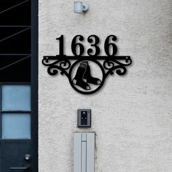 boston red sox metal monogram address mlb fan house number sign 957 2