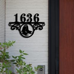 boston red sox metal monogram address mlb fan house number sign 957 3