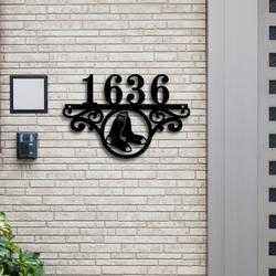 boston red sox metal monogram address mlb fan house number sign 957 4