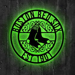 boston red sox metal sign led light mlb monogram wall art decor 143 2