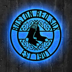 boston red sox metal sign led light mlb monogram wall art decor 143 3