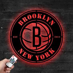 brooklyn nets metal led sign wall art home decor 1904 1