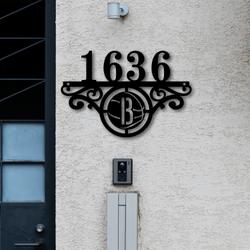 brooklyn nets metal monogram address nba fan house number sign 908 2