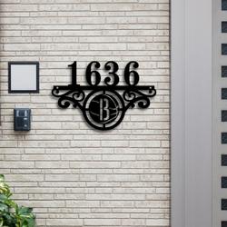 brooklyn nets metal monogram address nba fan house number sign 908 4