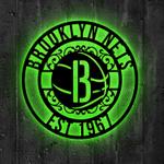 brooklyn nets metal sign led light nba monogram wall art decor 90 0
