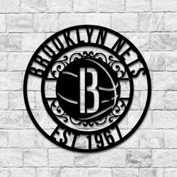 brooklyn nets metal sign led light nba monogram wall art decor 90 1