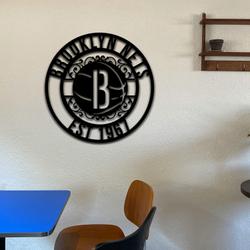 brooklyn nets metal sign led light nba monogram wall art decor 90 5