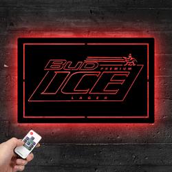 bud ice lager metal led sign man cave home bar wall art decor 2078 1