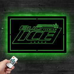 bud ice lager metal led sign man cave home bar wall art decor 2078 2