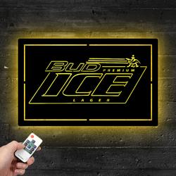 bud ice lager metal led sign man cave home bar wall art decor 2078 4