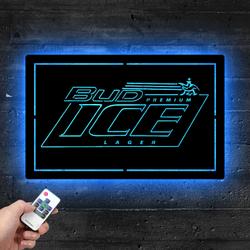 bud ice lager metal led sign man cave home bar wall art decor 2078 5