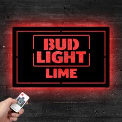 bud light lime metal led sign man cave home bar wall art decor 2077 1