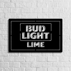 bud light lime metal led sign man cave home bar wall art decor 2077 3