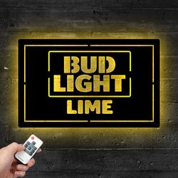 bud light lime metal led sign man cave home bar wall art decor 2077 4