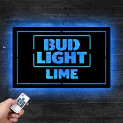 bud light lime metal led sign man cave home bar wall art decor 2077 5