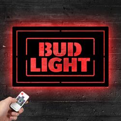 bud light metal led sign man cave home bar wall art decor 2076 1