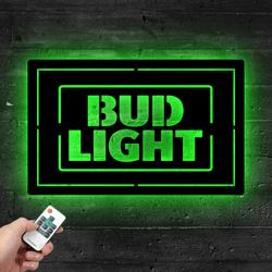 bud light metal led sign man cave home bar wall art decor 2076 2
