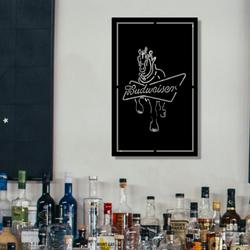 Budweiser Clydesdale Horse Metal LED Sign Man Cave Home Bar Wall Art Decor