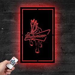 budweiser clydesdale horse metal led sign man cave home bar wall art decor 2074 1