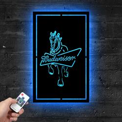 budweiser clydesdale horse metal led sign man cave home bar wall art decor 2074 5