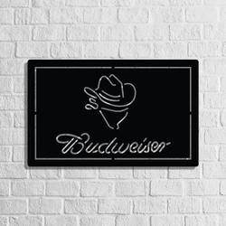 budweiser cowboy metal led sign man cave home bar wall art decor 2072 3