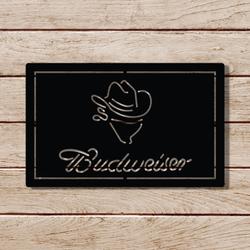 budweiser cowboy metal led sign man cave home bar wall art decor 2072 6