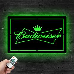 budweiser crown metal led sign man cave home bar wall art decor 2073 2