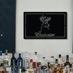 Budweiser Deer Hurt Metal LED Sign Man Cave Home Bar Wall Art Decor