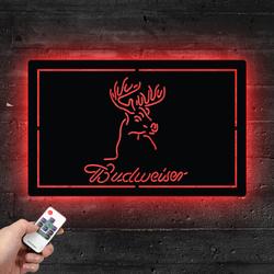 budweiser deer hurt metal led sign man cave home bar wall art decor 2070 1