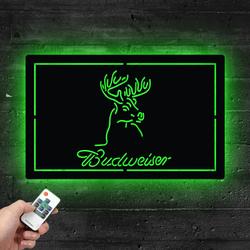 budweiser deer hurt metal led sign man cave home bar wall art decor 2070 2